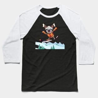 Cute Dog on Snowboard Baseball T-Shirt